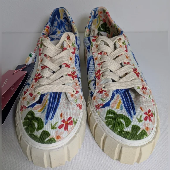 Farm Rio NEW Copacabana Flatform Sneakers size US 7 Women Floral Cotton Platform - Picture 6 of 11